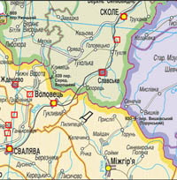 карта Славське і прилеглі території